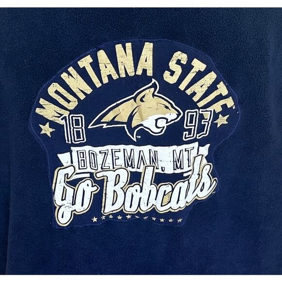 Montana State Bobcat Fleece Vest  XL Football Unique Tailgate MSU Oversized Blue - Picture 2 of 7
